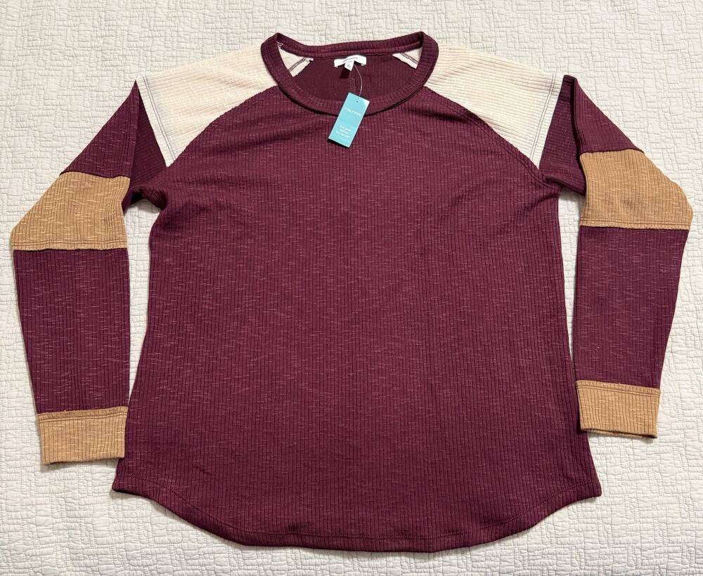 Maurices Colorblock Ribbed Raglan Tee Size XL